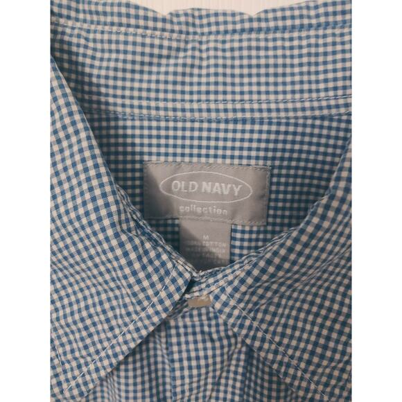 **Mens Old Navy Gingham Blue Button Front sz M - Picture 2 of 3